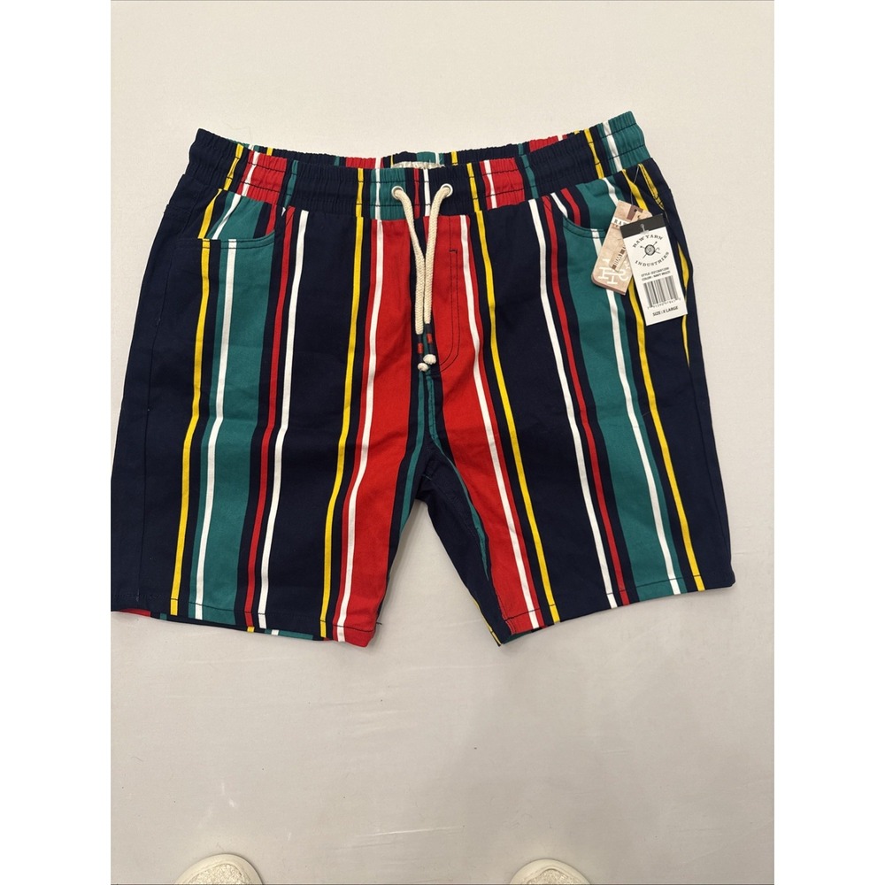Raw Yarn Industries "Navy Multi" Striped Casual Shorts Size XL
